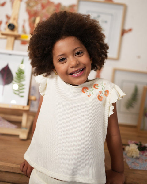 Conjunto Camiseta y Pantalón Wide Leg Para Niña