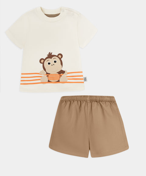 Polito x Arrurrú: Conjunto Bermuda y Camiseta Para Recién Nacido