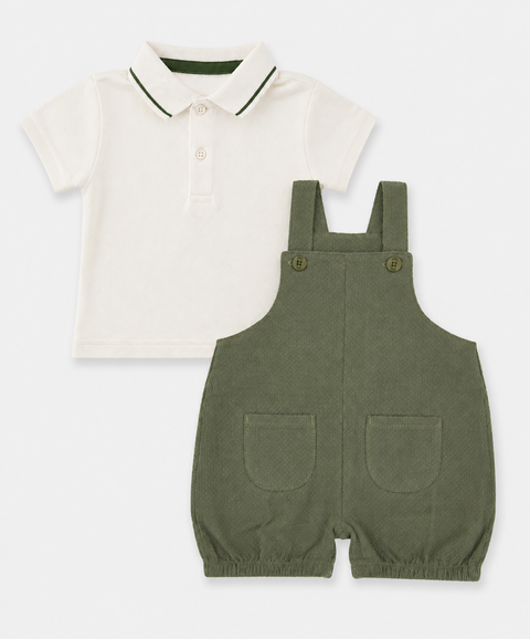 Conjunto Overol Corto y Camisa Para Recién Nacido