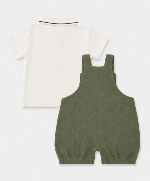 Conjunto Overol Corto y Camisa Para Recién Nacido