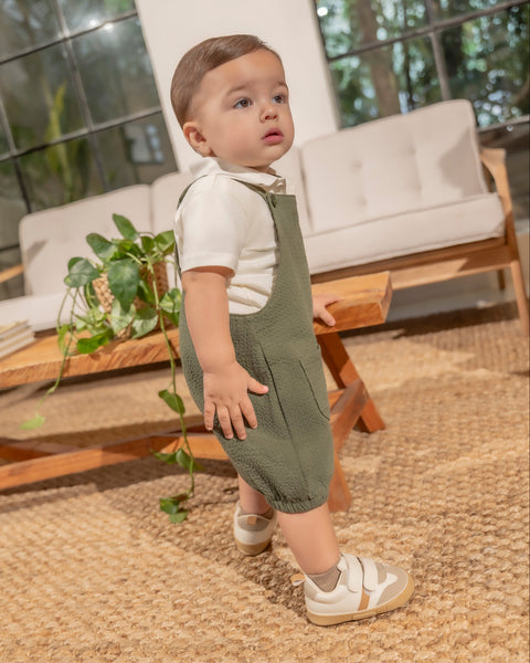 Conjunto Overol Corto y Camisa Para Recién Nacido