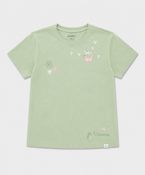 Camiseta Manga Corta Para Niña