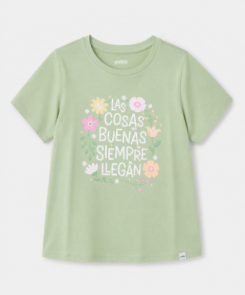 Camiseta Manga Corta Para Bebé Niña