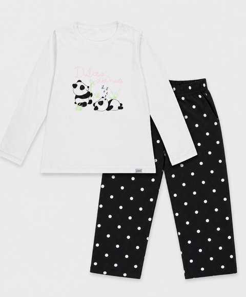 Pijama Camiseta Manga Larga y Pantalón Para Bebé Niña