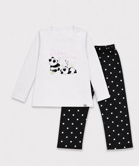 Pijama Camiseta Manga Larga y Pantalón Para Bebé Niña