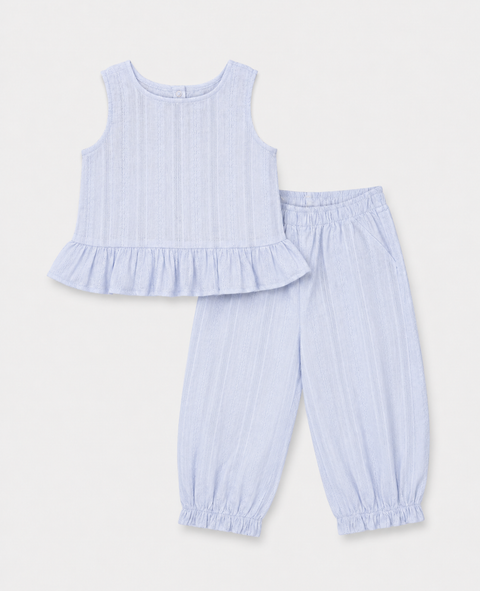 Conjunto Pantalón y Blusa Manga Sisa Para Recién Nacida