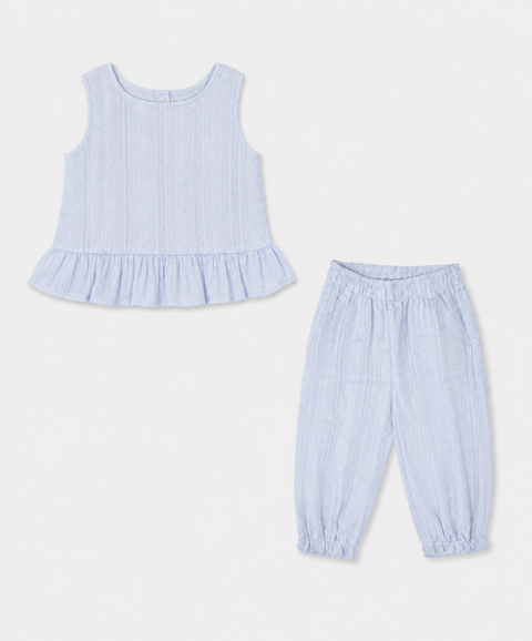 Conjunto Pantalón y Blusa Manga Sisa Para Recién Nacida