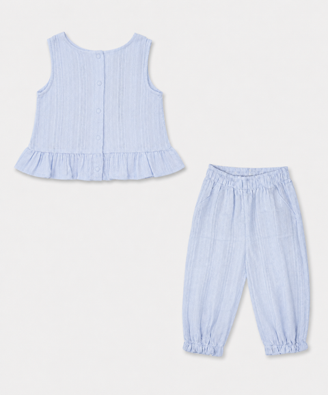 Conjunto Pantalón y Blusa Manga Sisa Para Recién Nacida