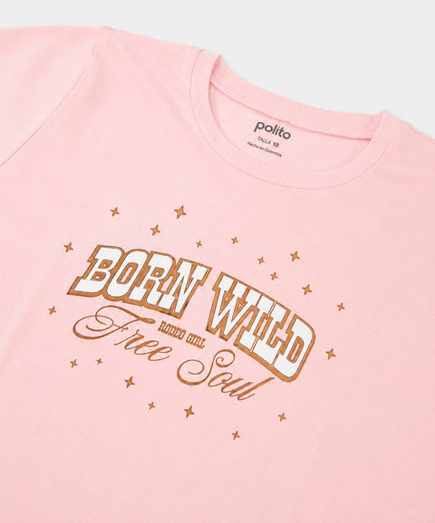 Camiseta Manga Corta Para Niña