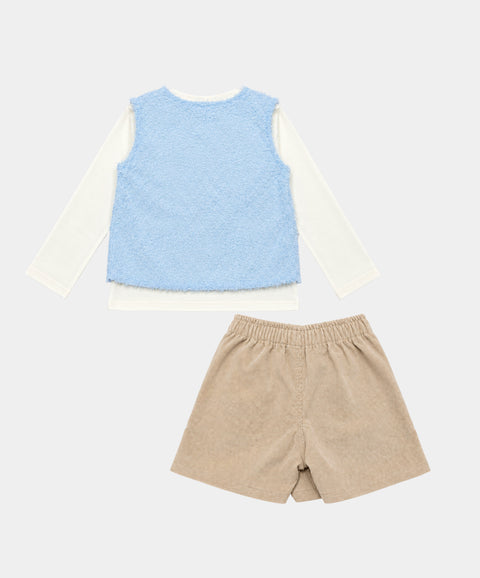 Set x3 Falda, Camiseta y Chaleco Para Bebé Niña