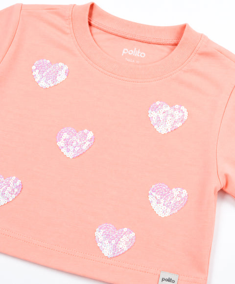 Camiseta Manga Corta Para Niña