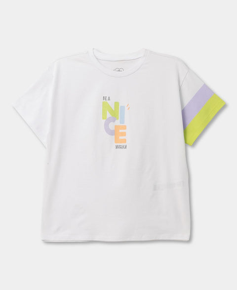 Camiseta Manga Corta Para Niña En Licra Color Blanco