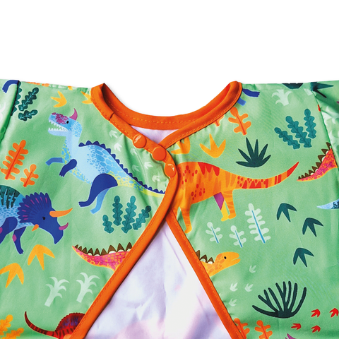 Babero Con Mangas Para Bebé Niño Color Verde Con Estampado De Dinosaurios