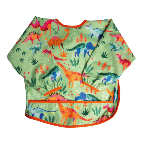 Babero Con Mangas Para Bebé Niño Color Verde Con Estampado De Dinosaurios