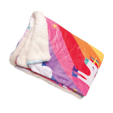 Cobija Para Niña En Tela Suave Color Azul Con Estampado De Arcoíris