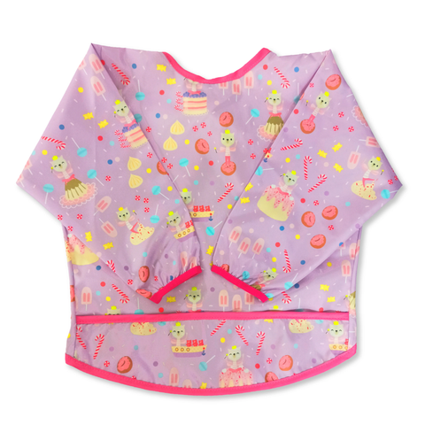 Babero para bebé niña color rosado con estampado de gata hada