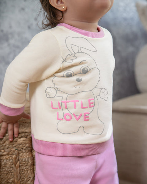 Polito x Arrurrú: Conjunto Buzo y Pantalón Perchado Para Recién Nacida