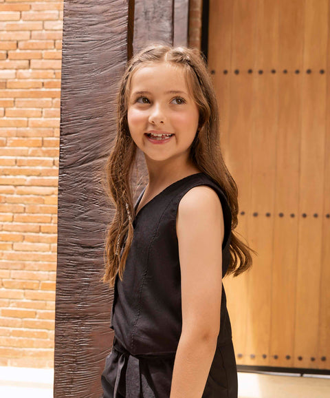 Chaleco Para Niña En Twill Color Negro