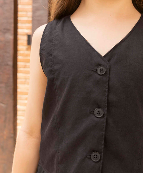 Chaleco Para Niña En Twill Color Negro