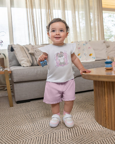 Polito x Arrurrú: Conjunto Short y Camiseta Para Recién Nacida