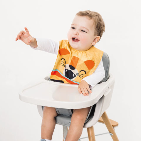 Babero para bebé niño color amarillo con estampado de león