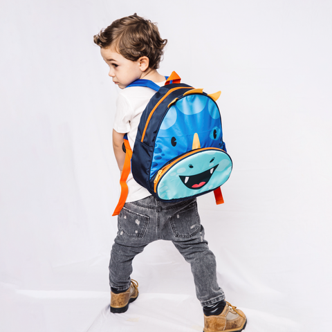 Morral Para Niño Color Azul Con Estampado De Dinosaurio