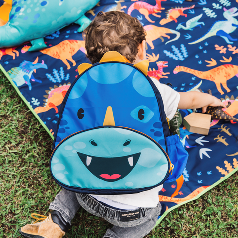 Morral Para Niño Color Azul Con Estampado De Dinosaurio