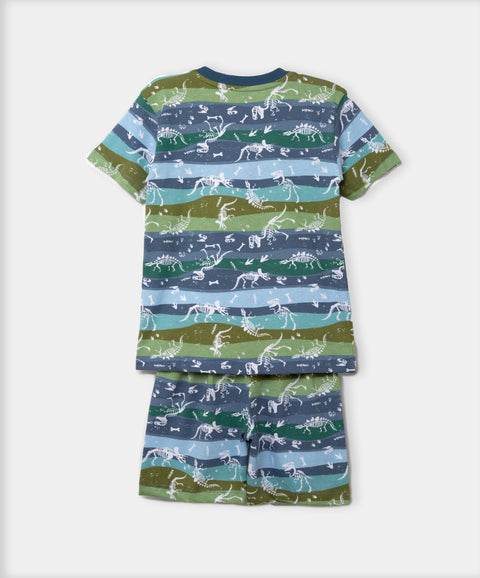 Pijama Manga Corta Y Short Para Niño En Tela Suave Color Azul