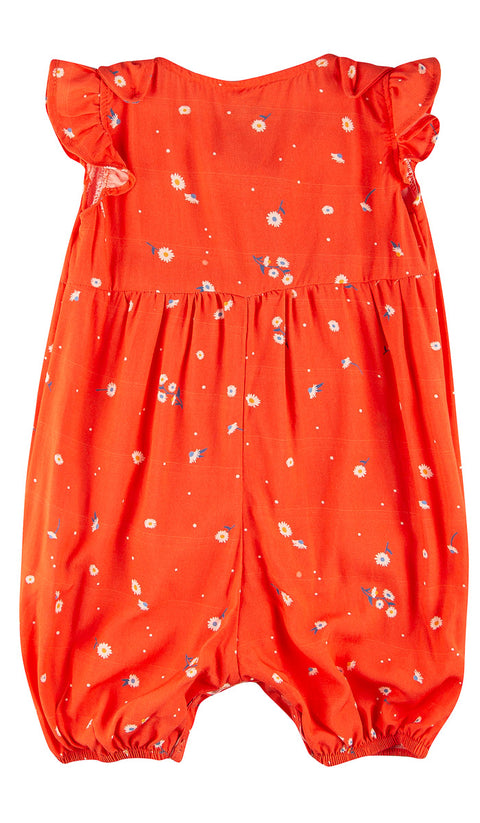 Mameluco para recién nacida en tela suave color rojo claro