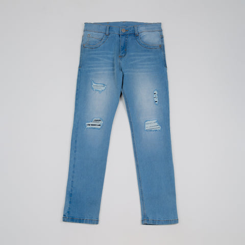 Jean Con Rotos Para Niño En Denim Color Índigo