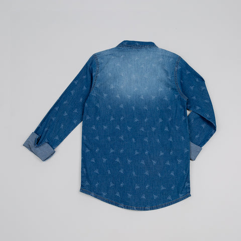 Camisa manga larga para niño color índigo
