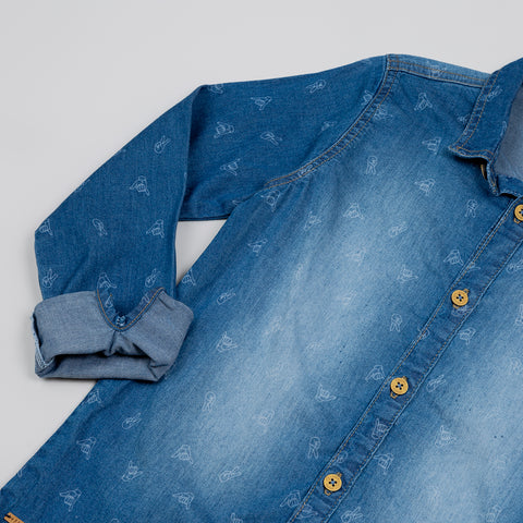 Camisa manga larga para niño color índigo