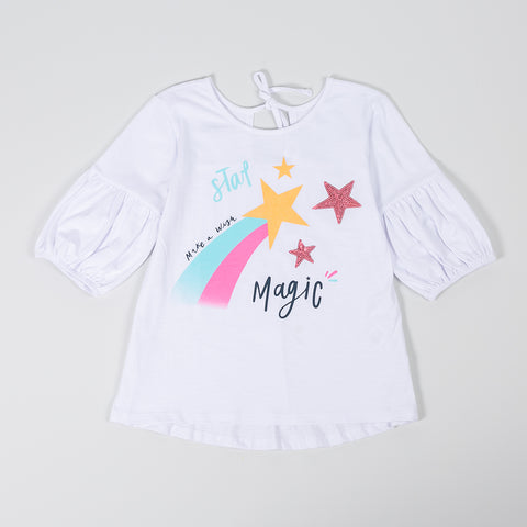 Camiseta para niña en licra color blanco