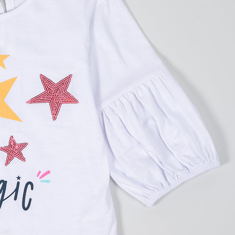 Camiseta para niña en licra color blanco