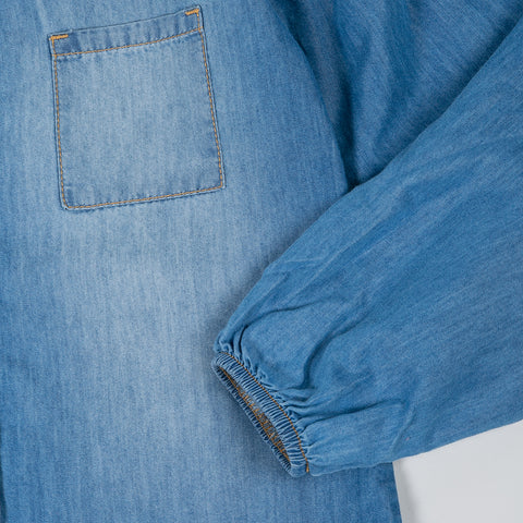 Camisa manga larga para niña en denim color índigo
