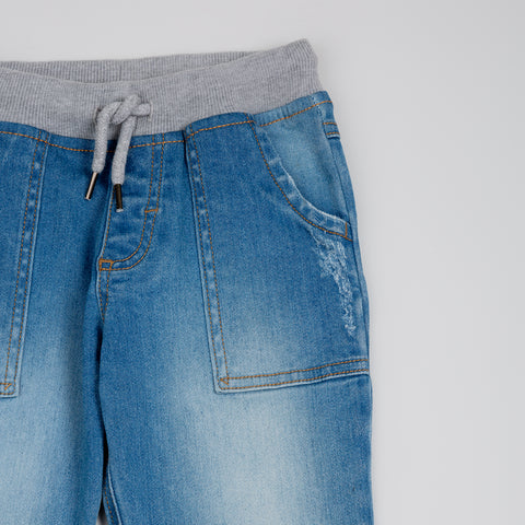 Jean Jogger Para Bebé Niño Color Índigo Con Ligeros Desgastes