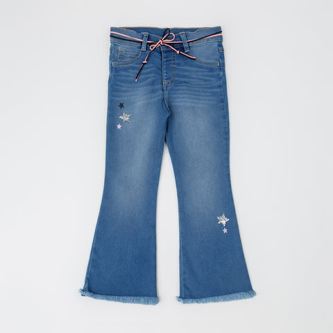 Jean Casual Para Bebé Niña Color Índigo Bota Ancha