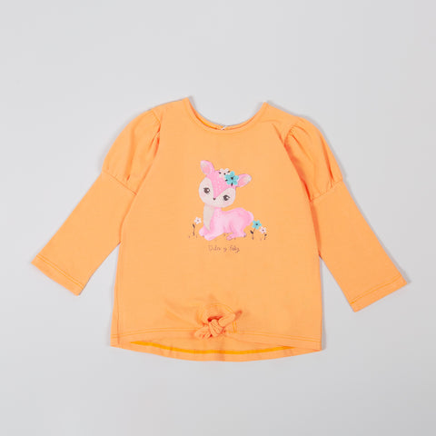 Camiseta Manga Larga Para Recién Nacida En Licra Color Amarillo
