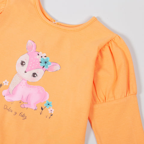 Camiseta Manga Larga Para Recién Nacida En Licra Color Amarillo