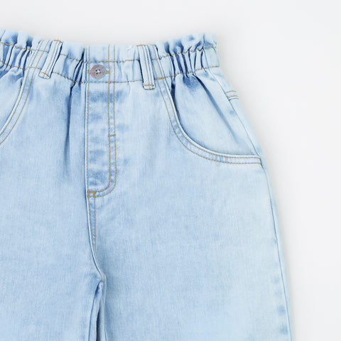 Jean Flare Bota Ancha Para Niña Color Índigo