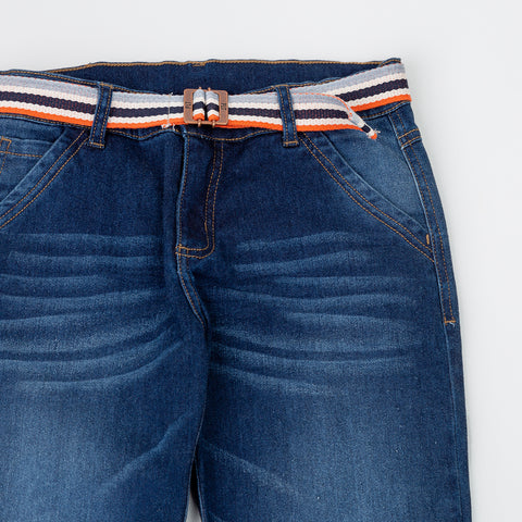 Jean Con Cinturón Para Niño En Denim Color Índigo