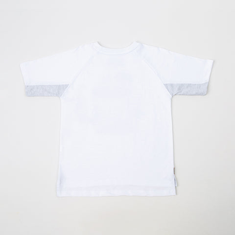 Camiseta manga corta para niño en tela suave color blanco