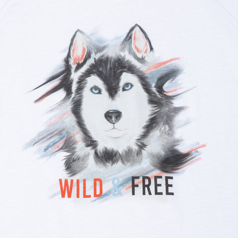 Camiseta manga corta para niño en tela suave color blanco