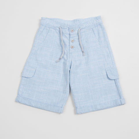 Bermuda para bebé niño en lino color azul