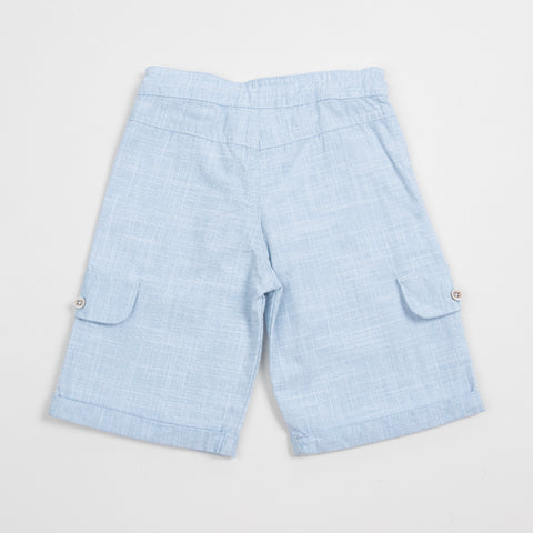 Bermuda para bebé niño en lino color azul