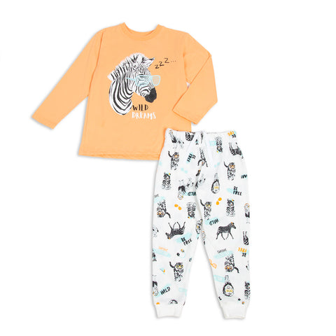 Pijama para bebé niño en tela suave color naranja