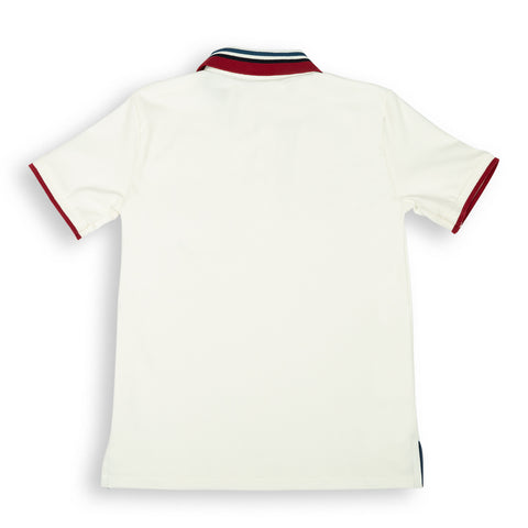 Camiseta tipo polo para niño en algodón color marfil