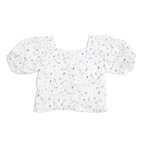 Blusa para niña en popelina color marfil