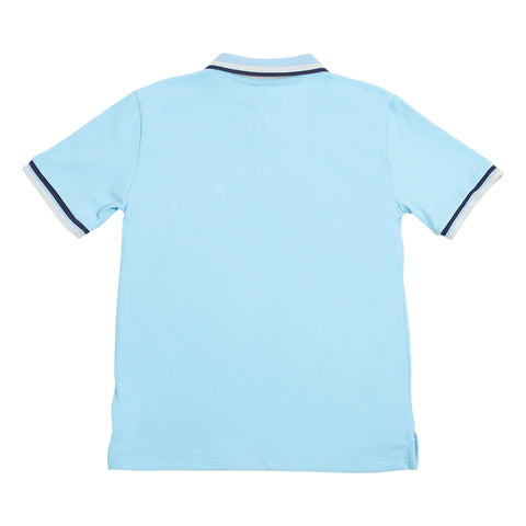 Camiseta tipo polo para niño en algodón color azul claro
