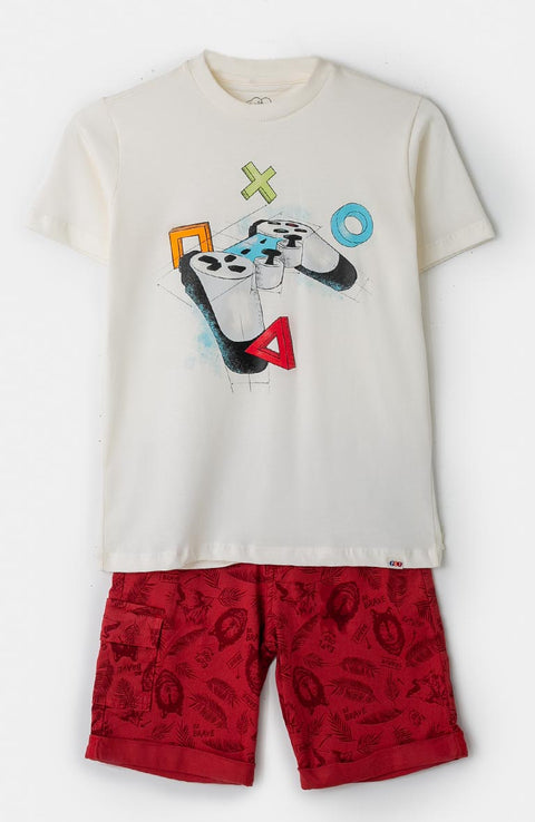 Bermuda para niño en twill color terracota